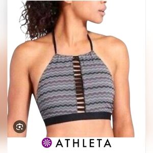 Athleta Jacquard High Neck Ladder Bikini Top Sz M